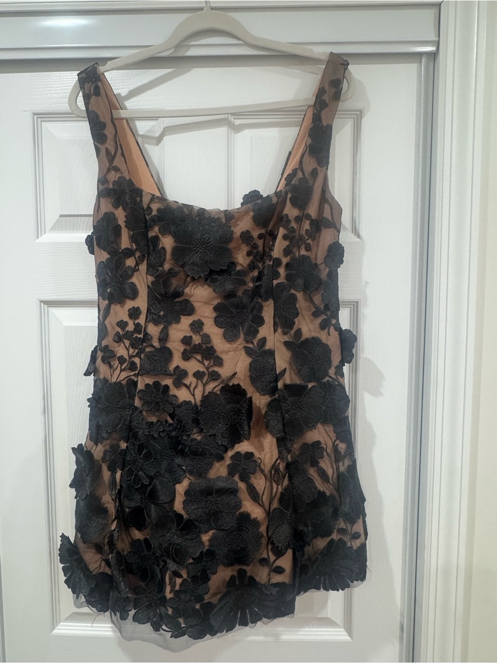 ShowPo Black Floral Applique Overlay Mini Dress